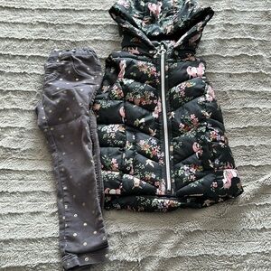 3T black puffer vest unicorn print navy blue  H&M vest with hood and pants